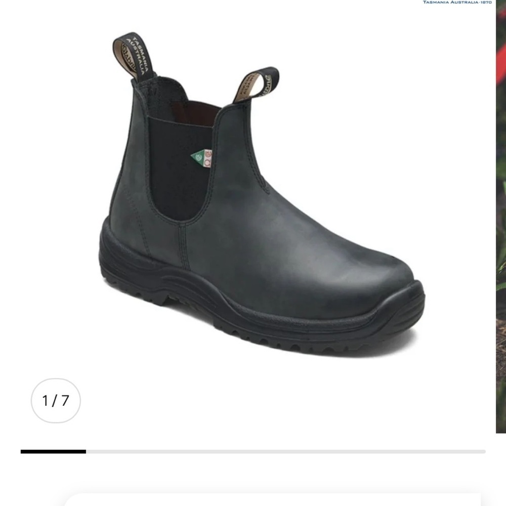 Blundstone 181 waxy rustic black slip on steel‎ toe work and safety boots